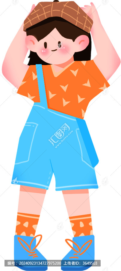 穿背帶褲的時(shí)尚女孩免摳插畫