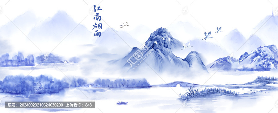 大型山水畫杭州西湖