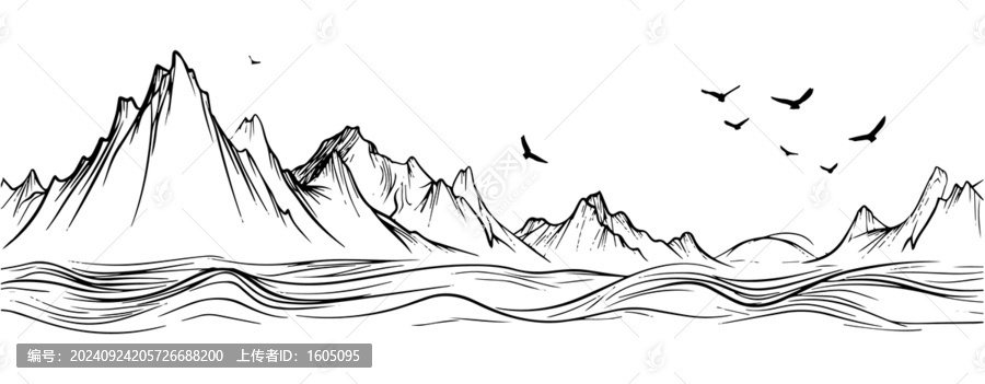 線條山插畫