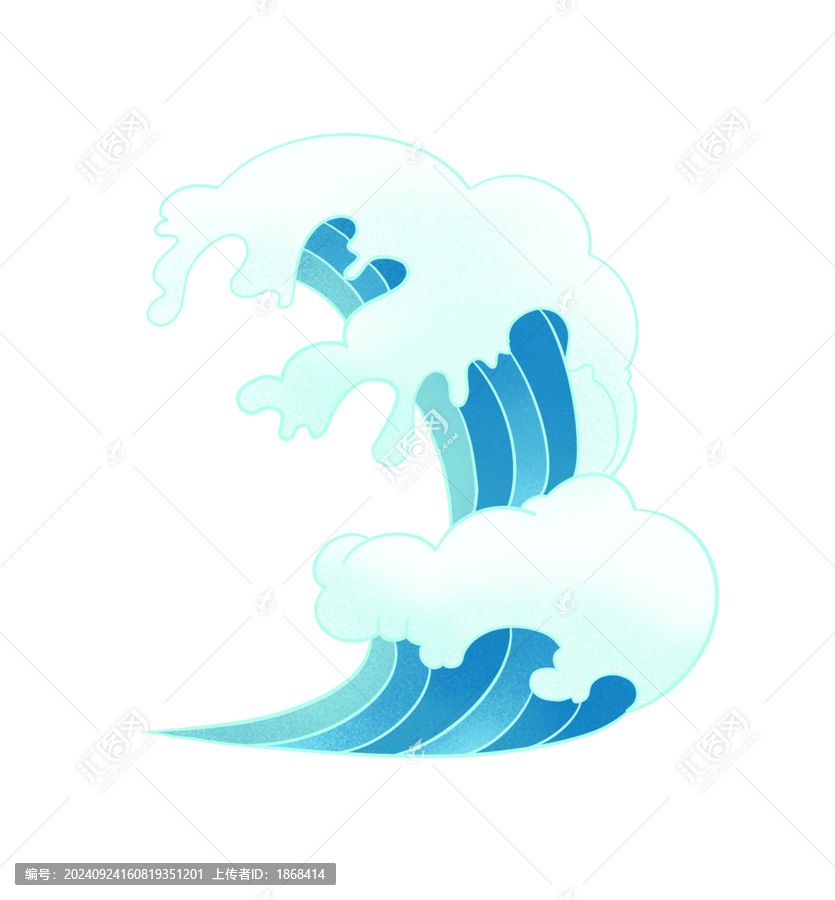 中式波浪海浪浪花插畫(huà)