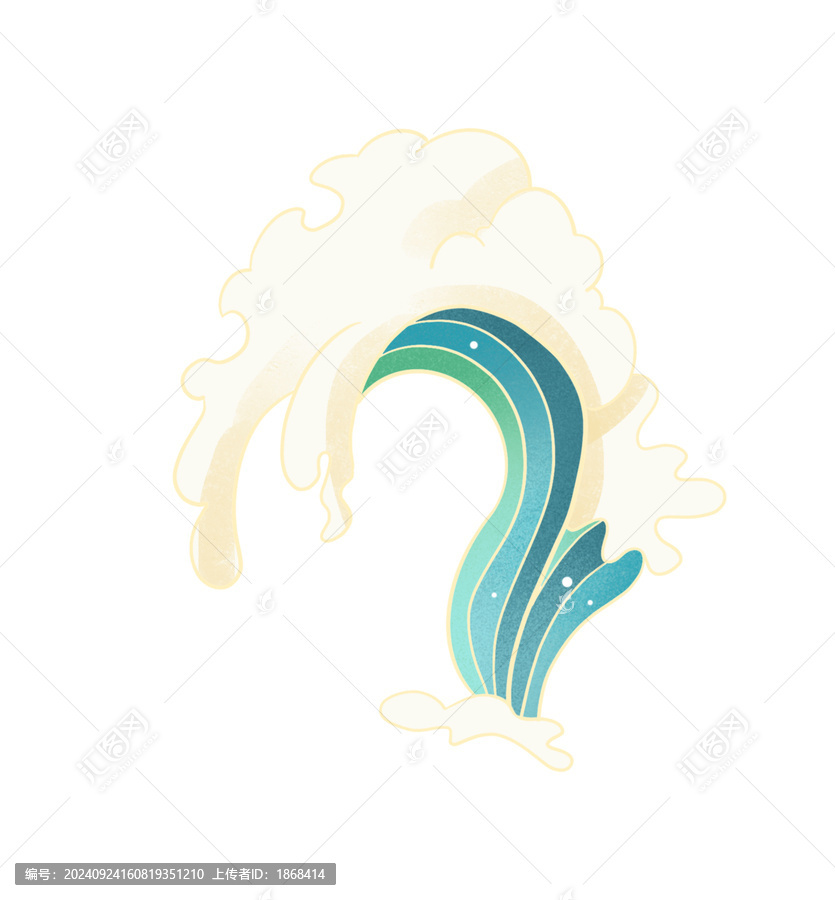 中式波浪海浪浪花插畫