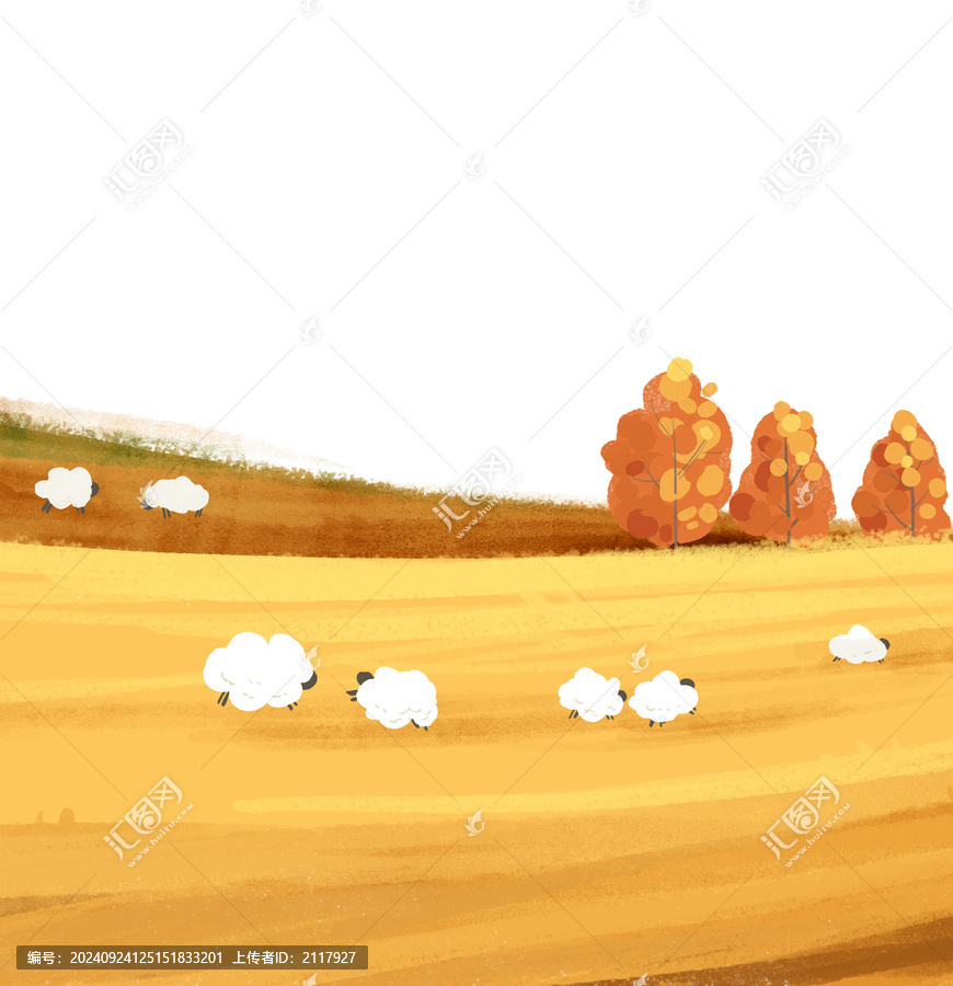 秋天草原放羊風景
