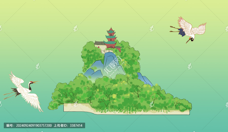 重慶石寶寨手繪插畫
