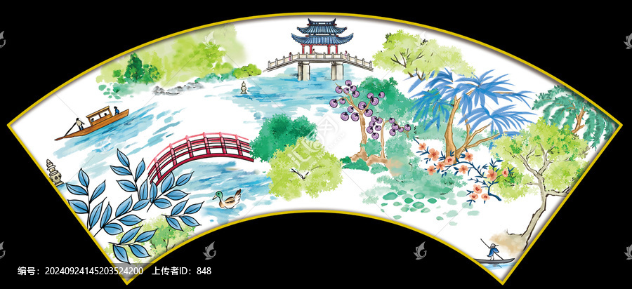陶瓷花紙手繪園林