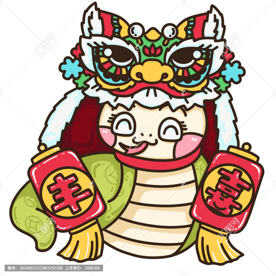 蛇年國(guó)潮舞獅紅燈籠