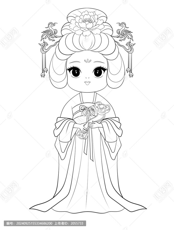 卡通唐代仕女線稿