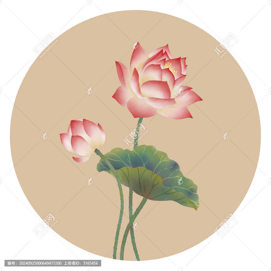 荷花國畫
