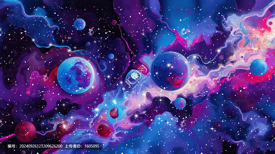 色彩斑斕的宇宙星云漩渦星球