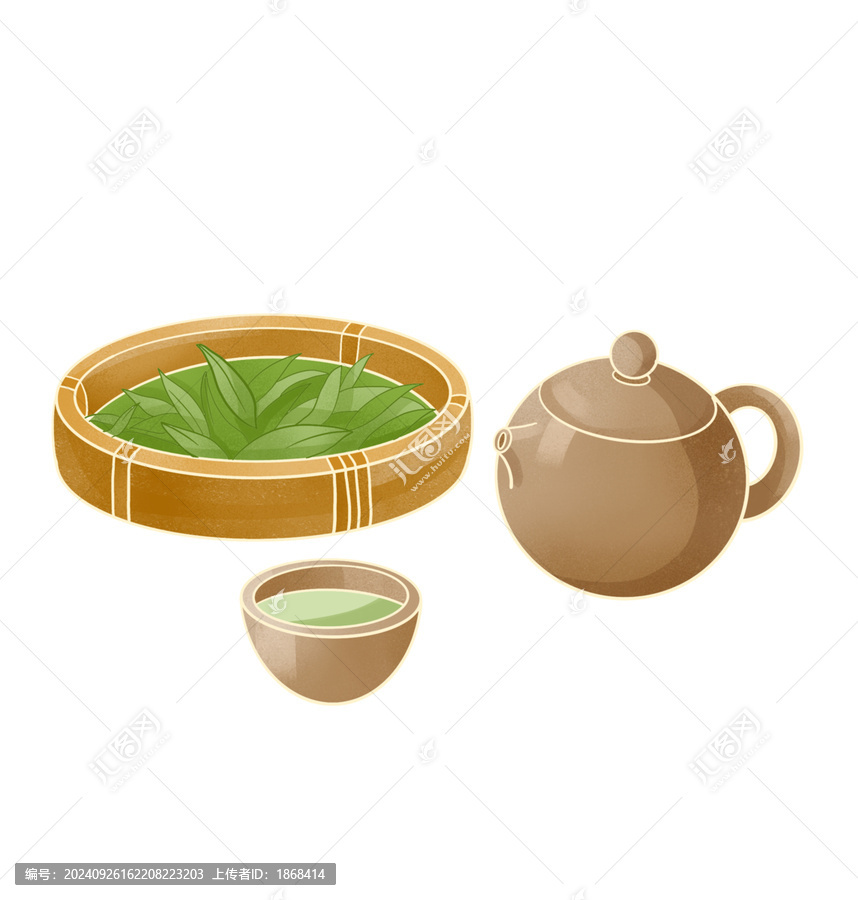 茶壺茶葉國潮國風(fēng)插畫