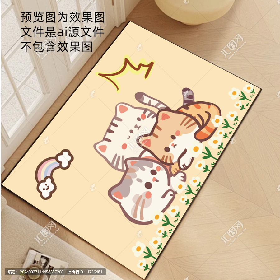 卡通貓咪地墊地毯鼠標(biāo)墊