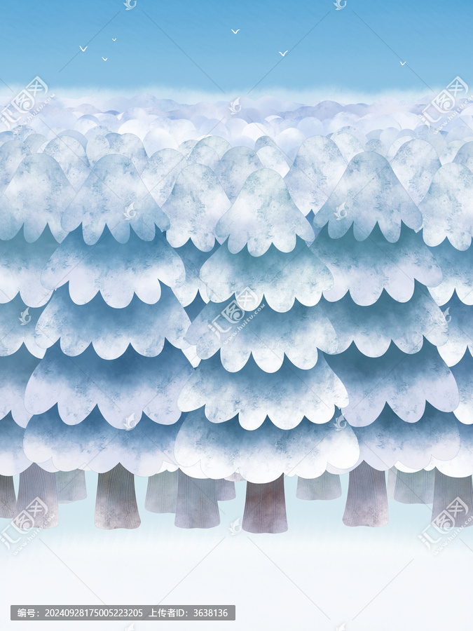 冬天樹林背景插畫