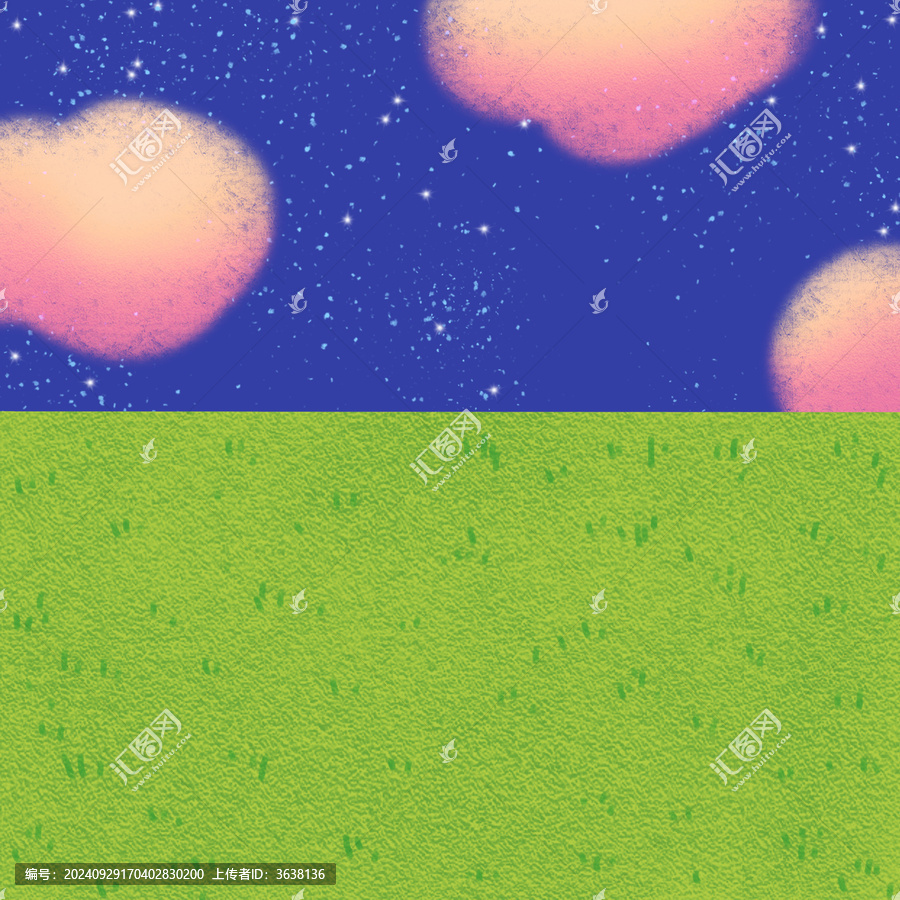 草地星空卡通背景