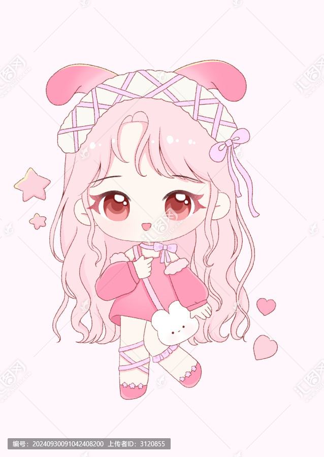 Q版立繪甜美女孩插畫