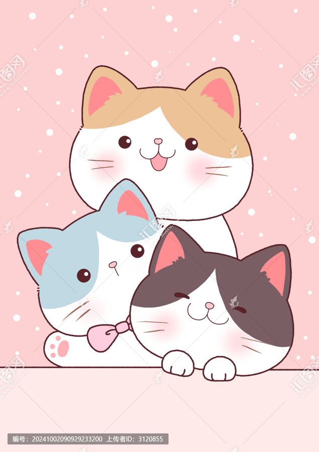 3只小貓插畫