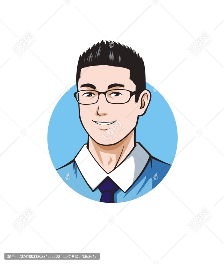 卡通年輕男教師頭像矢量圖