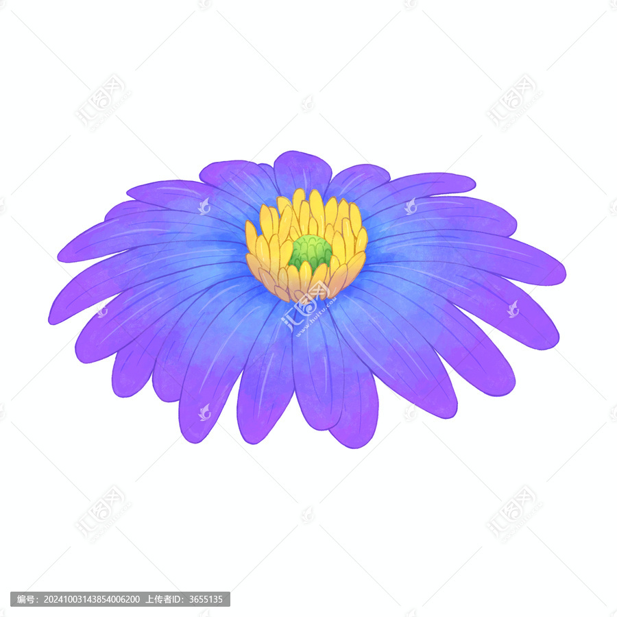 手繪藍紫色花朵