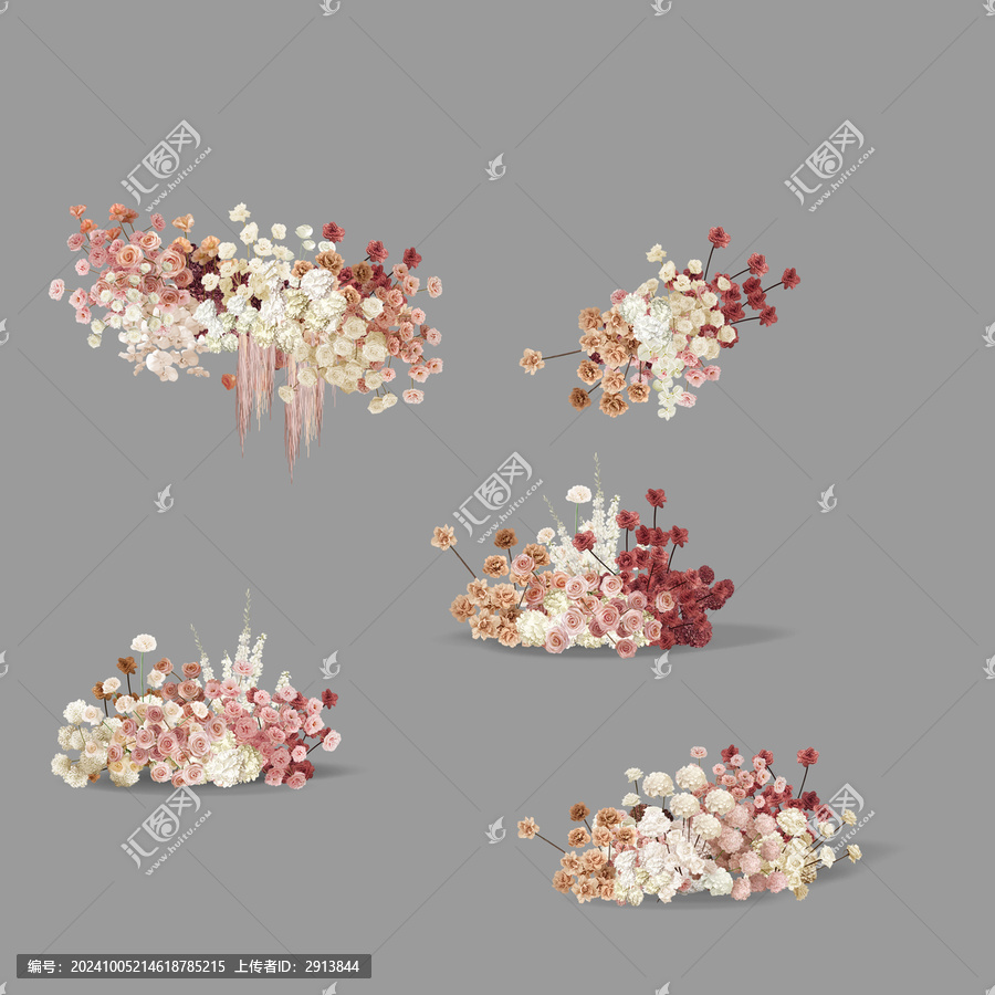 白粉紅婚禮花藝素材