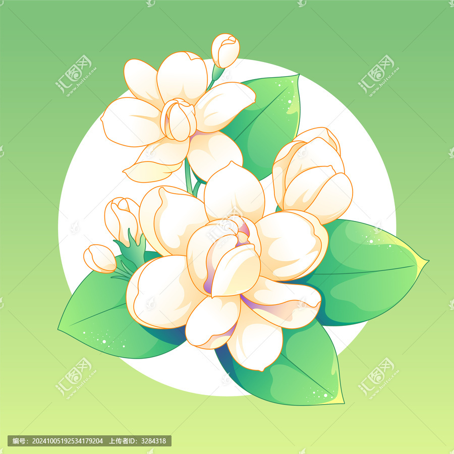 茉莉花國(guó)風(fēng)矢量插畫