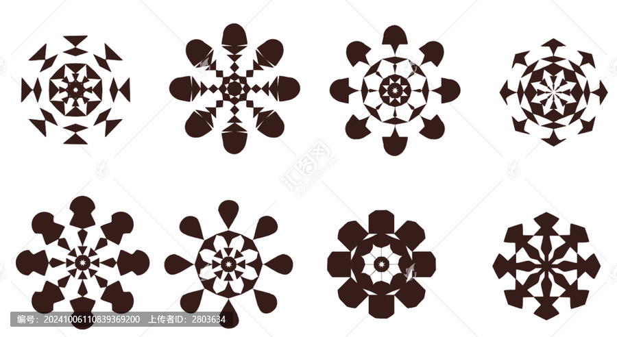 矢量花朵圖標(biāo)黑白剪影插圖