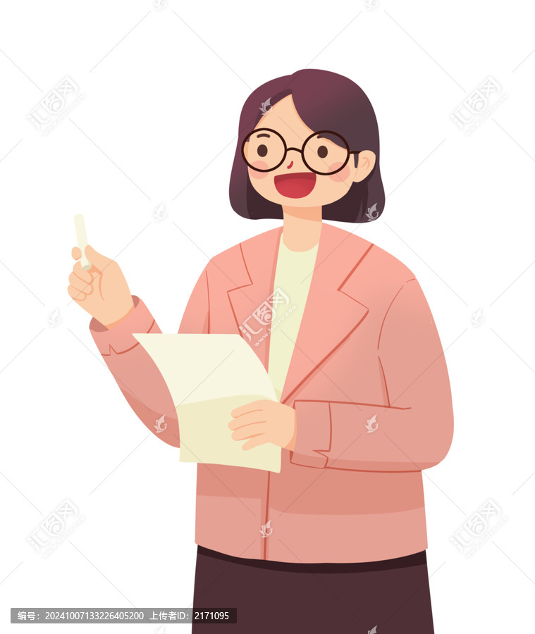 卡通人物女老師上課教育免扣素材