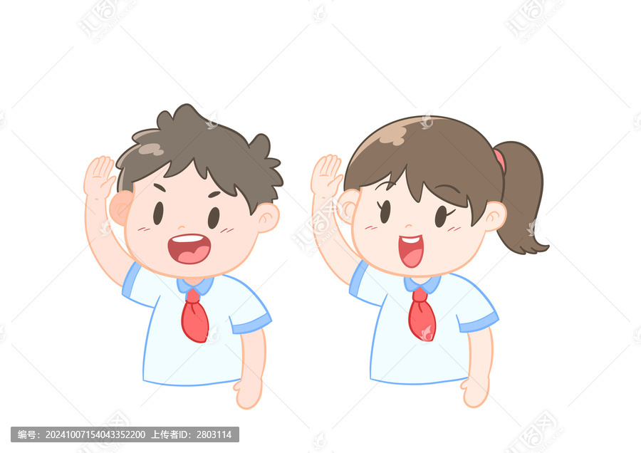 卡通敬禮小學生