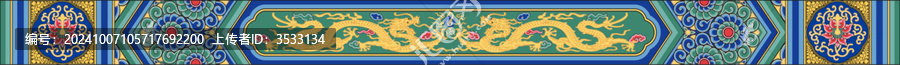 矢量圖太原文廟雙龍旋子彩繪