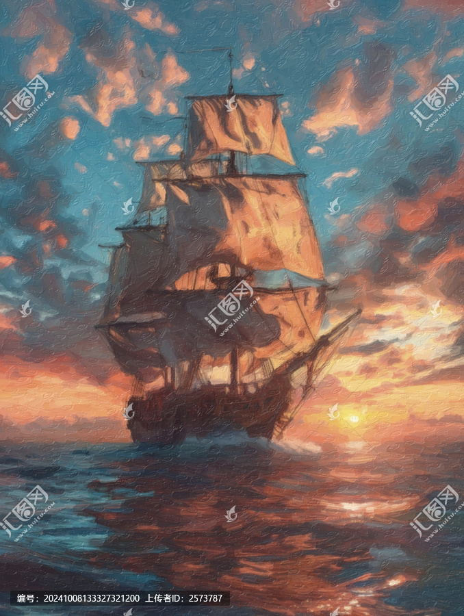厚涂油畫一帆風(fēng)順背景裝飾畫