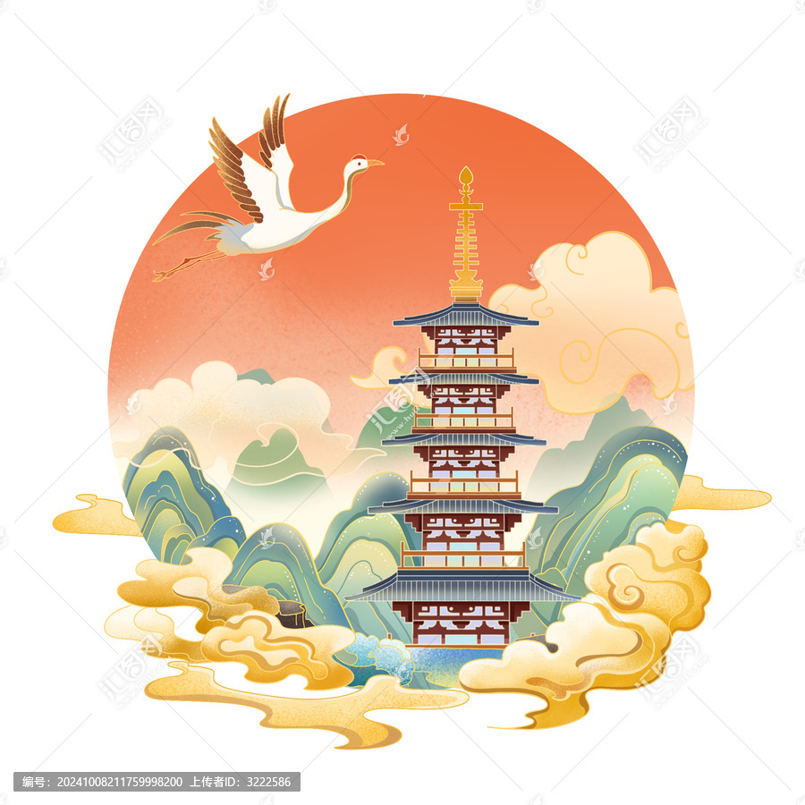 蘇州寒山寺插畫