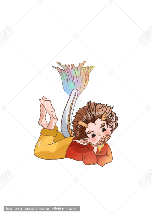 國(guó)潮風(fēng)神獸龍生九子螭吻魚(yú)龍擬人