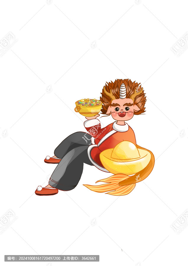 國潮龍生九子神獸貔貅聚寶盆擬人