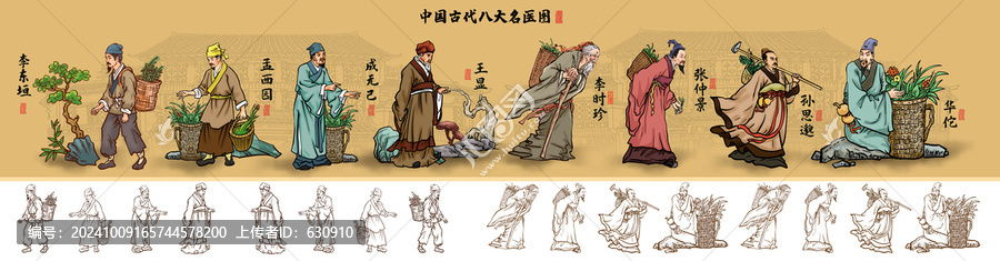 手繪古代名醫(yī)插畫