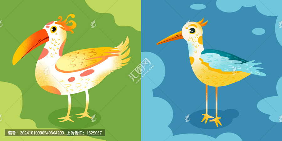原創(chuàng)兩只飛鳥插畫高清分層源文件