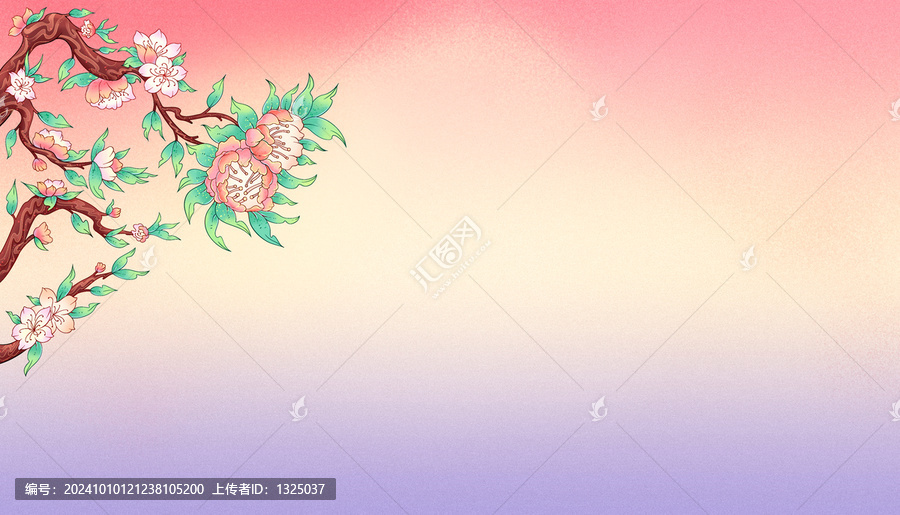原創(chuàng)桃花插畫高清分層源文件