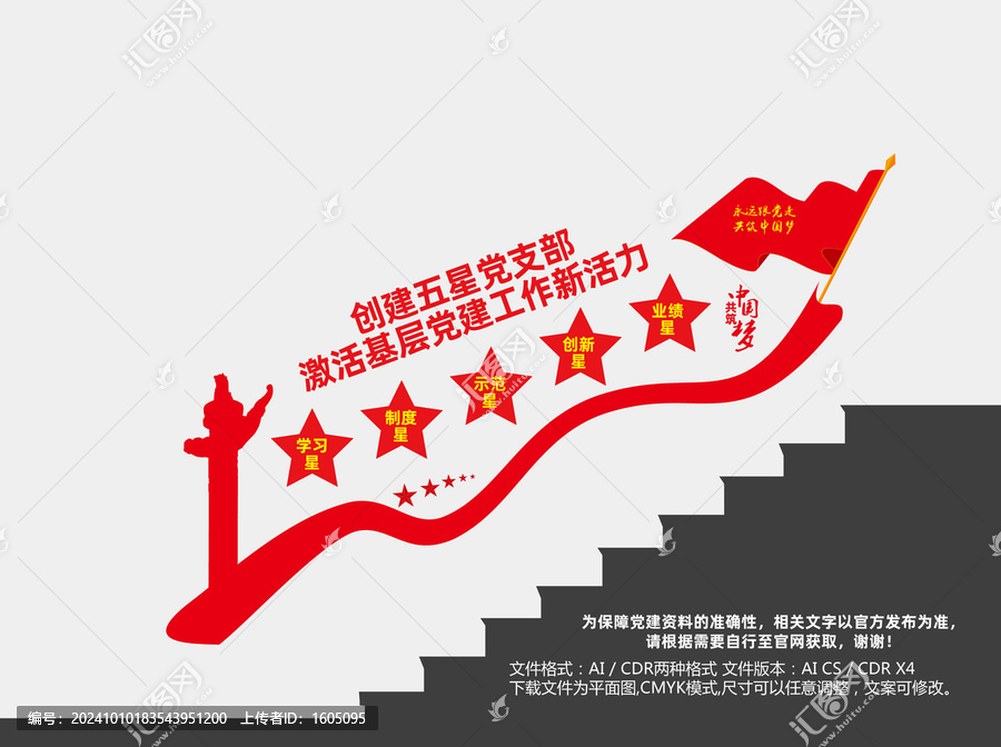 五星黨支部黨建樓梯文化墻