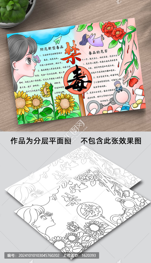 禁毒手抄報(bào)線稿圖