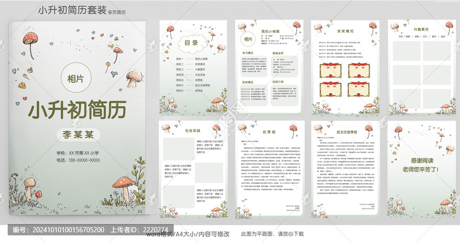 清新簡(jiǎn)歷學(xué)生小升初簡(jiǎn)歷模板