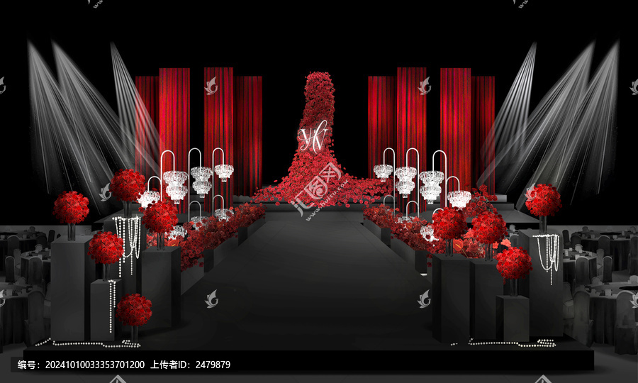 紅黑色秀場風婚禮效果圖
