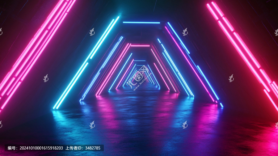 流光溢彩的霓虹燈走廊