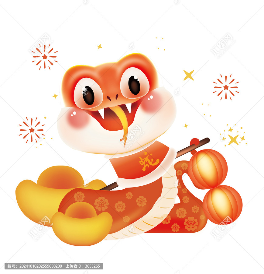 蛇新年歡喜過新年吉祥物素材