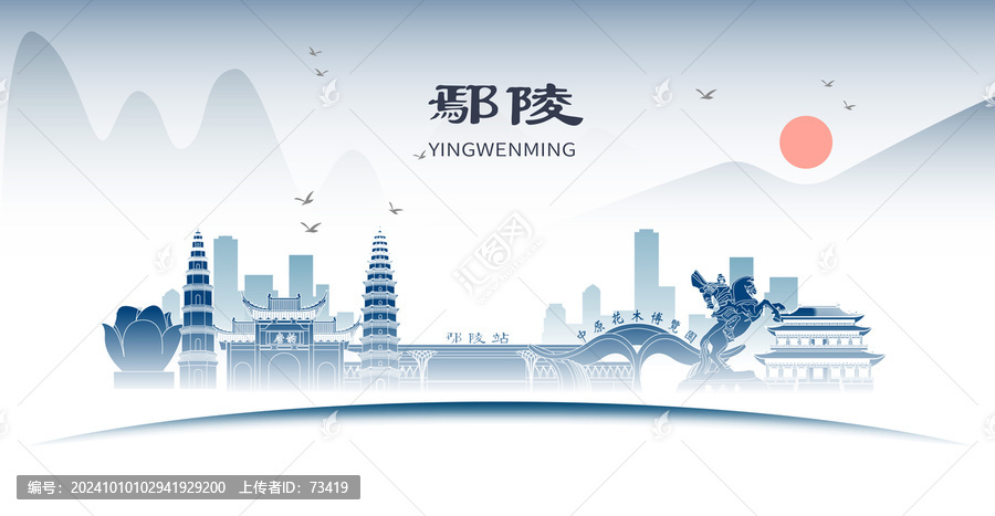 許昌鄢陵縣城市地標形象道旗海報
