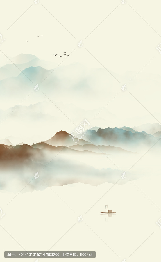 極簡禪意中式山水畫