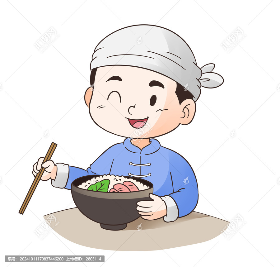 卡通人物吃面