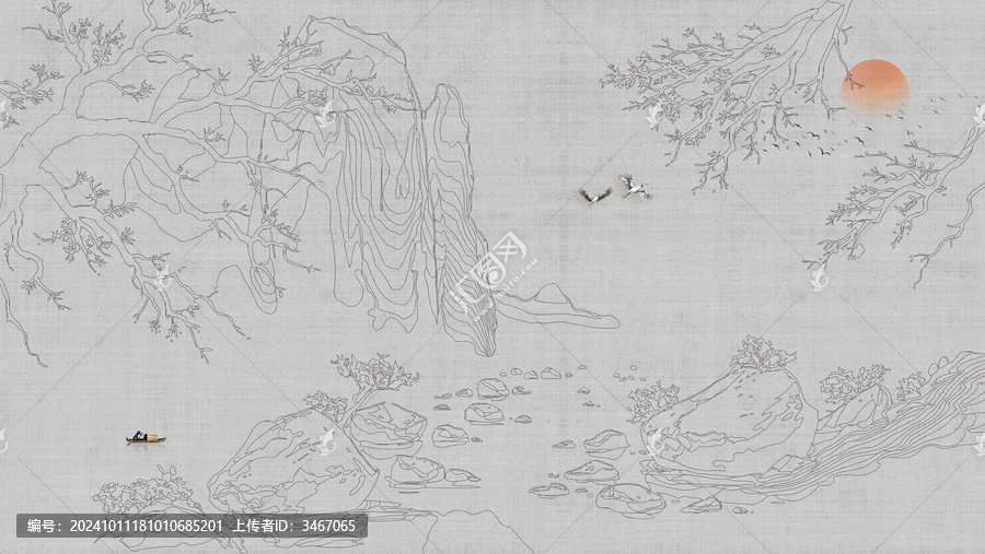 山水工筆畫
