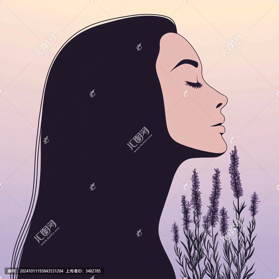 美女側臉剪影