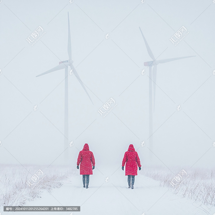 風(fēng)雪中行走的人們