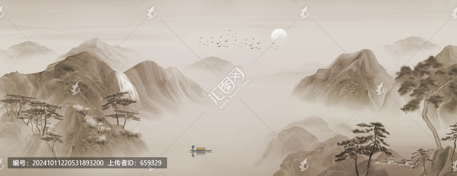 中式山水背景墻