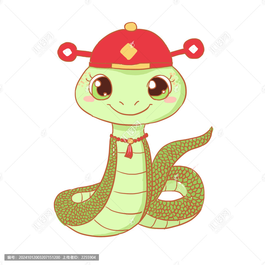 卡通蛇形象農(nóng)歷新年手繪免摳元素