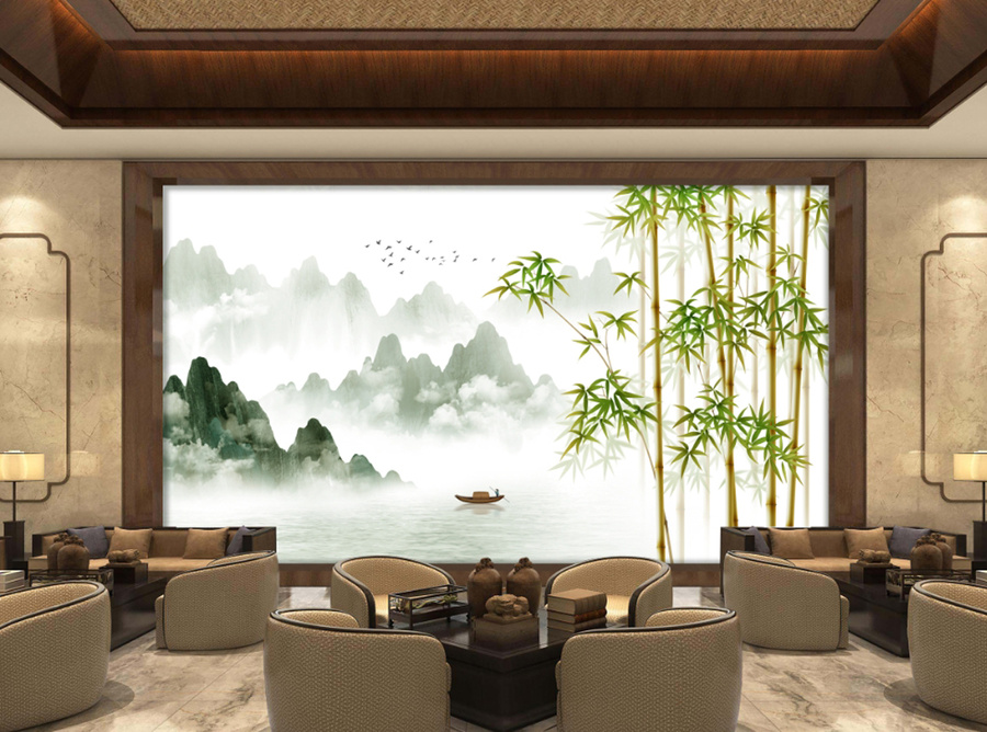 竹子山水裝飾畫(huà)