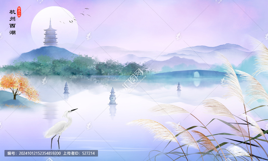 西湖古風山水