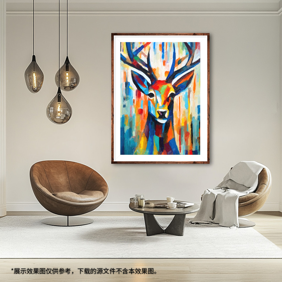 厚涂油畫(huà)麋鹿超現(xiàn)實(shí)主義裝飾畫(huà)